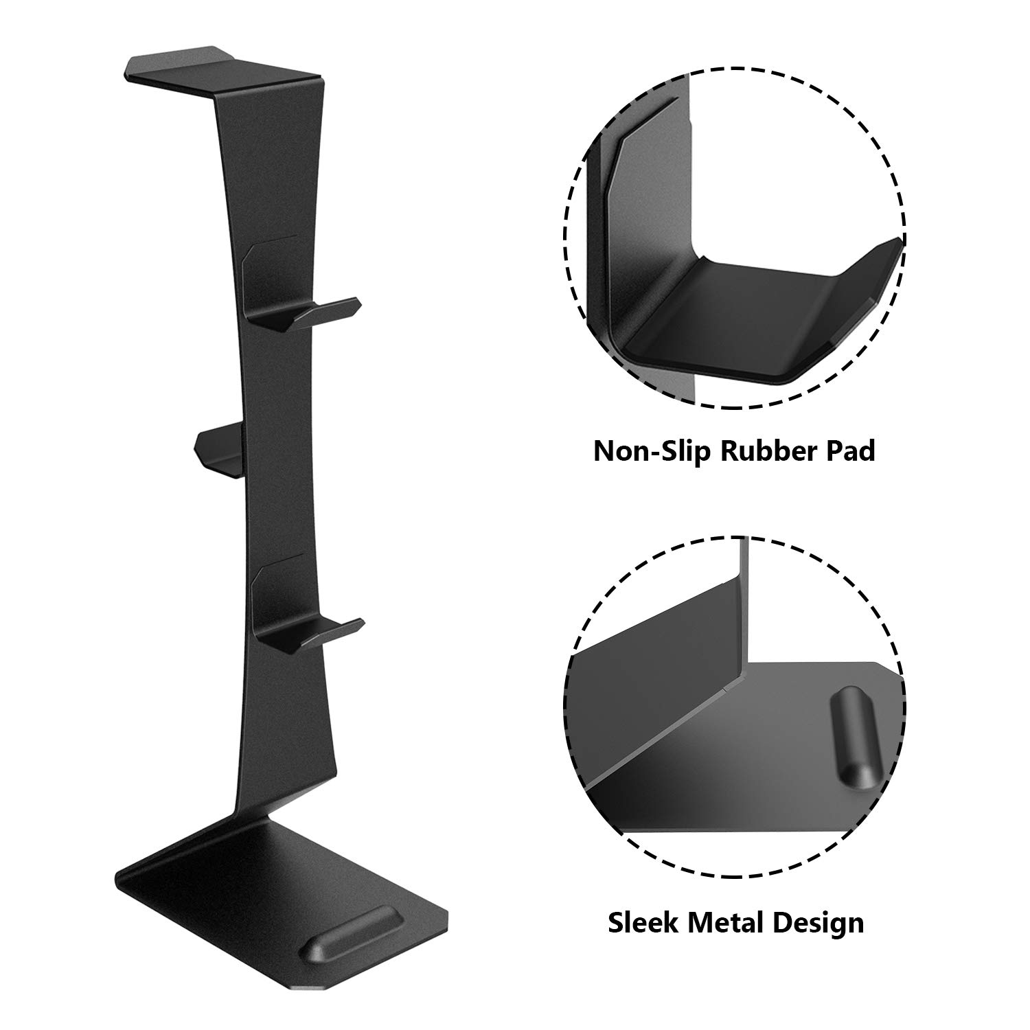 MiiKARE Controller Holder 6 Tiers with Headphone Holder, Adjustable Gaming Controller Headset Stand, Game Controller Stand for All Crontroller Gaming Accessories - Black 3