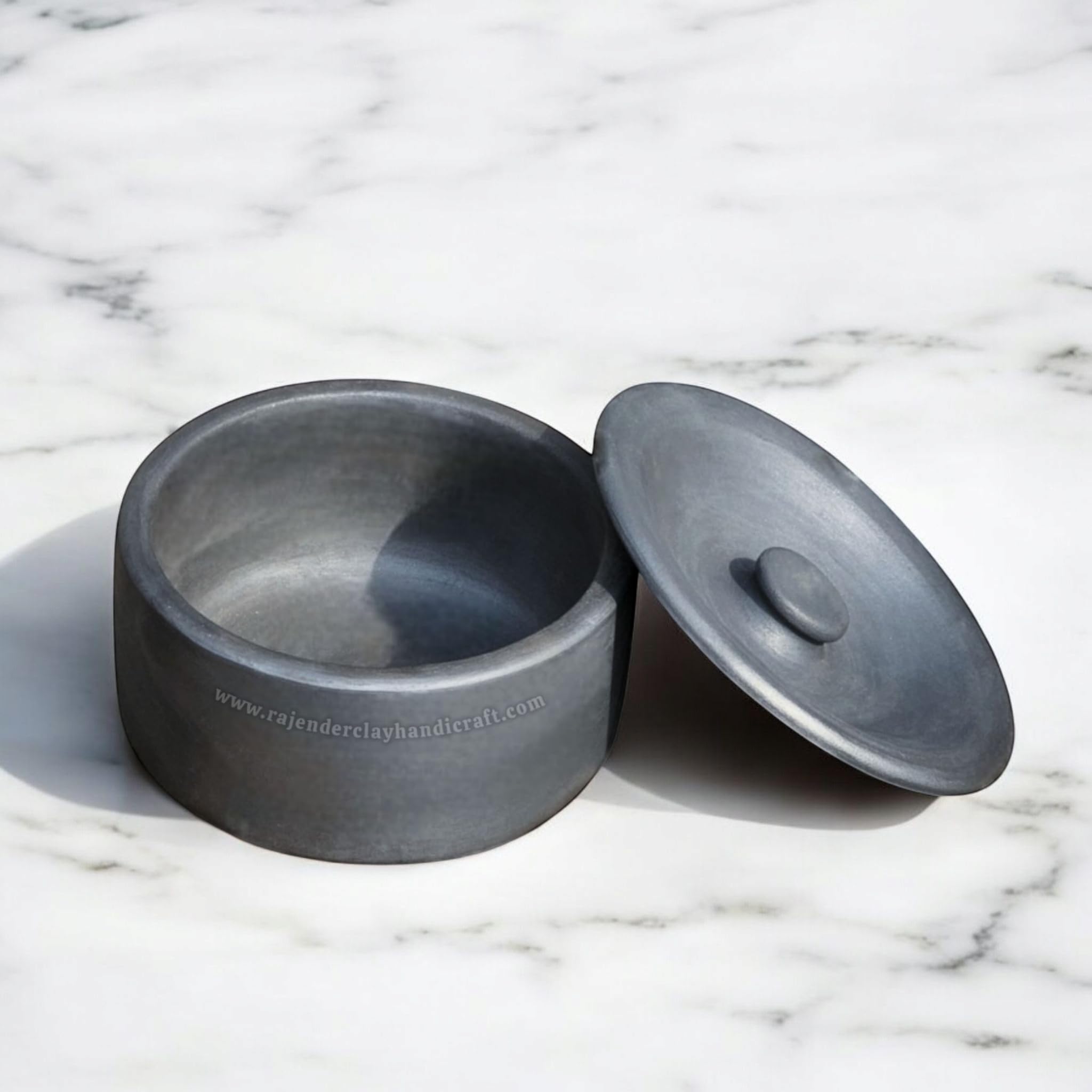 Handmade Black Mitti Flat Curd Pot 2 Liter | Natural Clay Dahi Handi for Thick & Healthy Curd | Eco-Friendly, Non-Toxic Earthenware | Traditional Pot for Fermentation & Yogurt Making 5