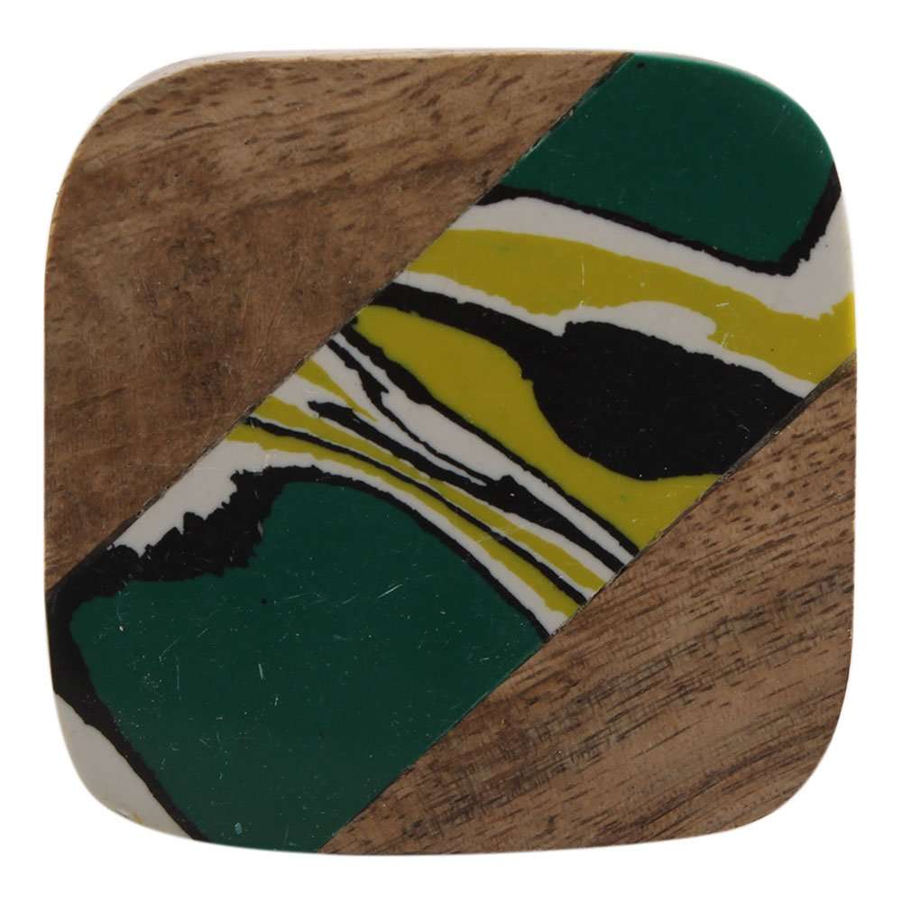 Indian-Shelf Bottle Cork | Wood Wine Stopper | Square Bottle Caps for Glass Bottle | Bar Set for Home | Wine Box for Gifting [Green, 1 Pack] 2