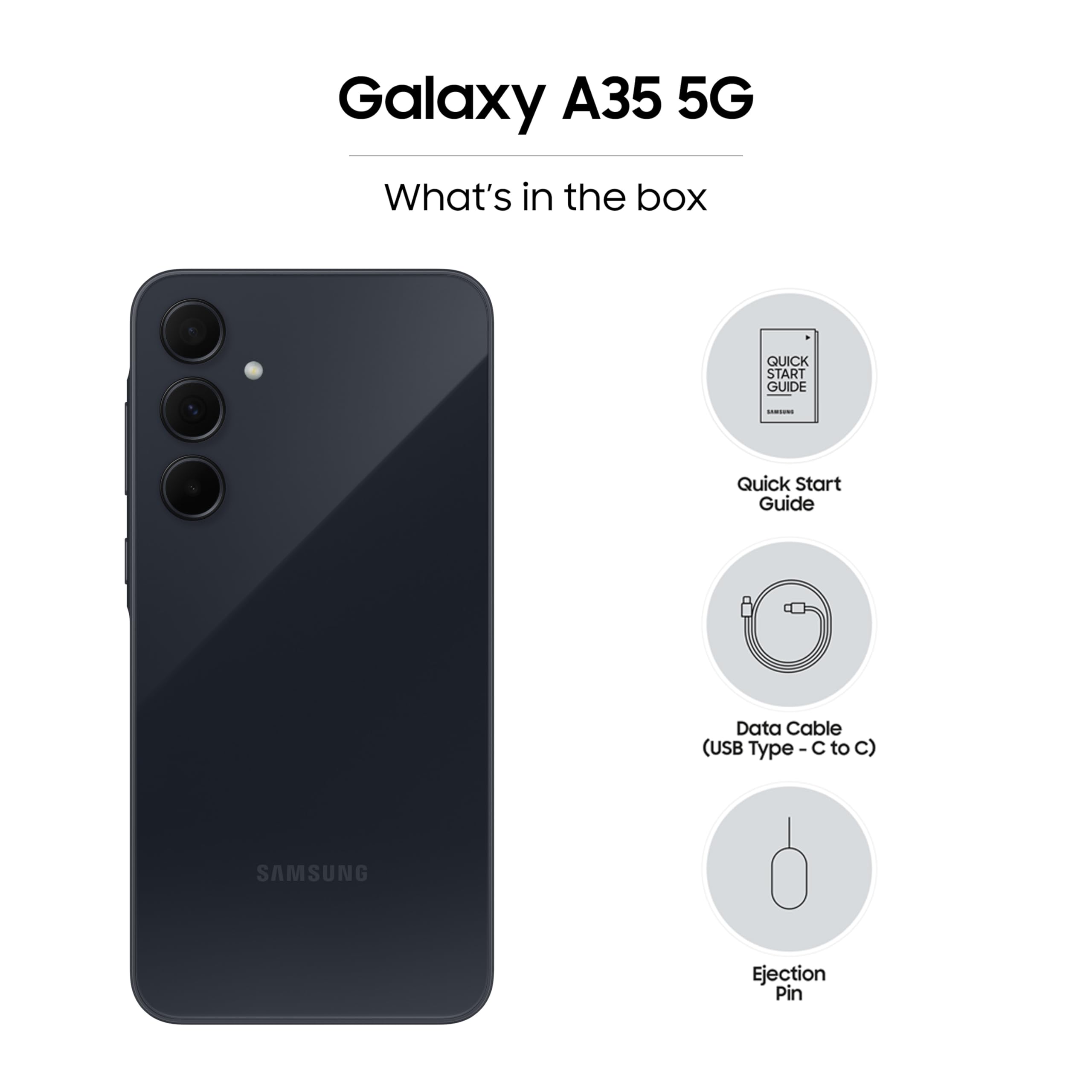 Samsung Galaxy A35 5G (Awesome Navy, 8GB RAM, 128GB Storage) | Premium Glass Back | 50 MP Main Camera (OIS) | Nightography | IP67 | Corning Gorilla Glass Victus+ | sAMOLED with Vision Booster 5