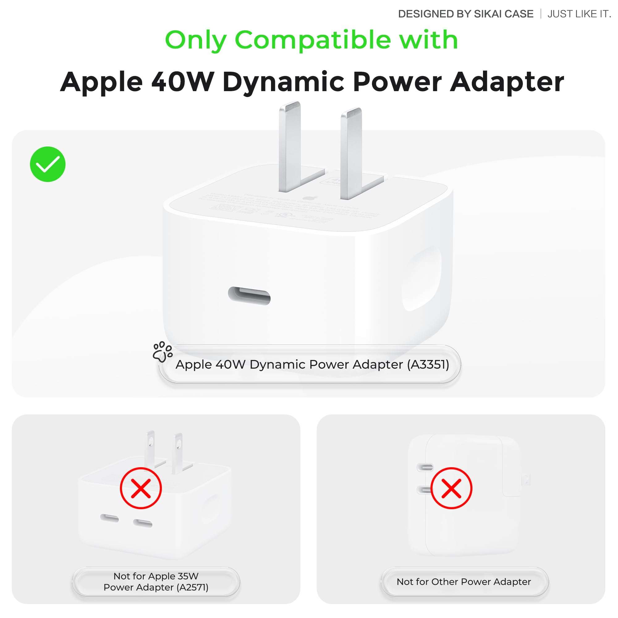 SIKAI CASE Silicone Case Compatible with Apple 40W Dynamic Power Adapter (2025), Cute Cat Paw Protective Cover Anti-Dust & Anti-Scratch for iPhone/iPad Users,Case Only (Siamese Brown) 3