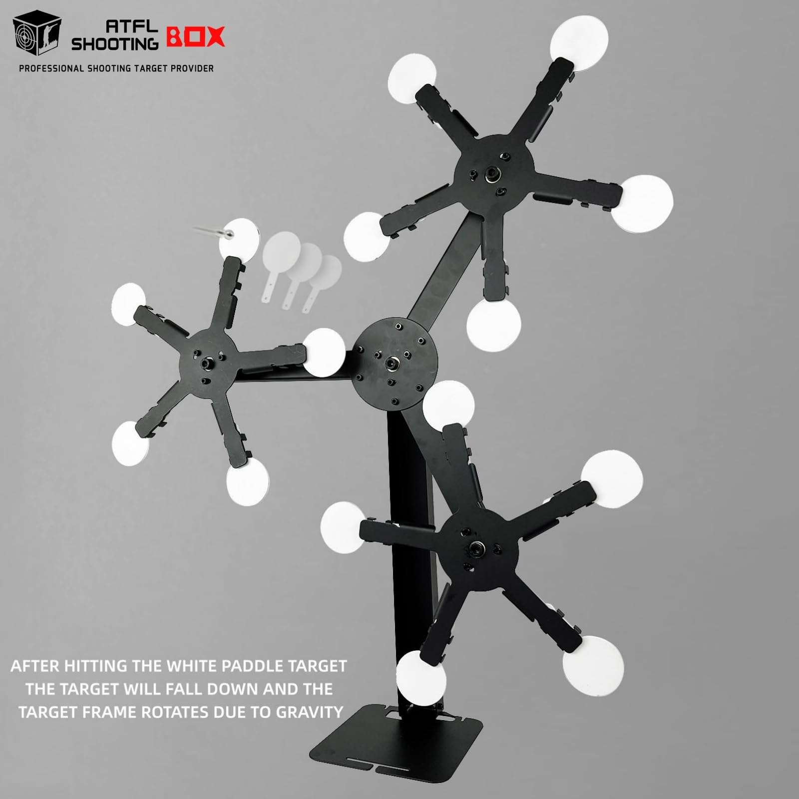 Atflbox Three Star Rotate The Metal Shooting Target Stand with 15 Steel Plates for Pistol Airsoft BB Guns Practice 3