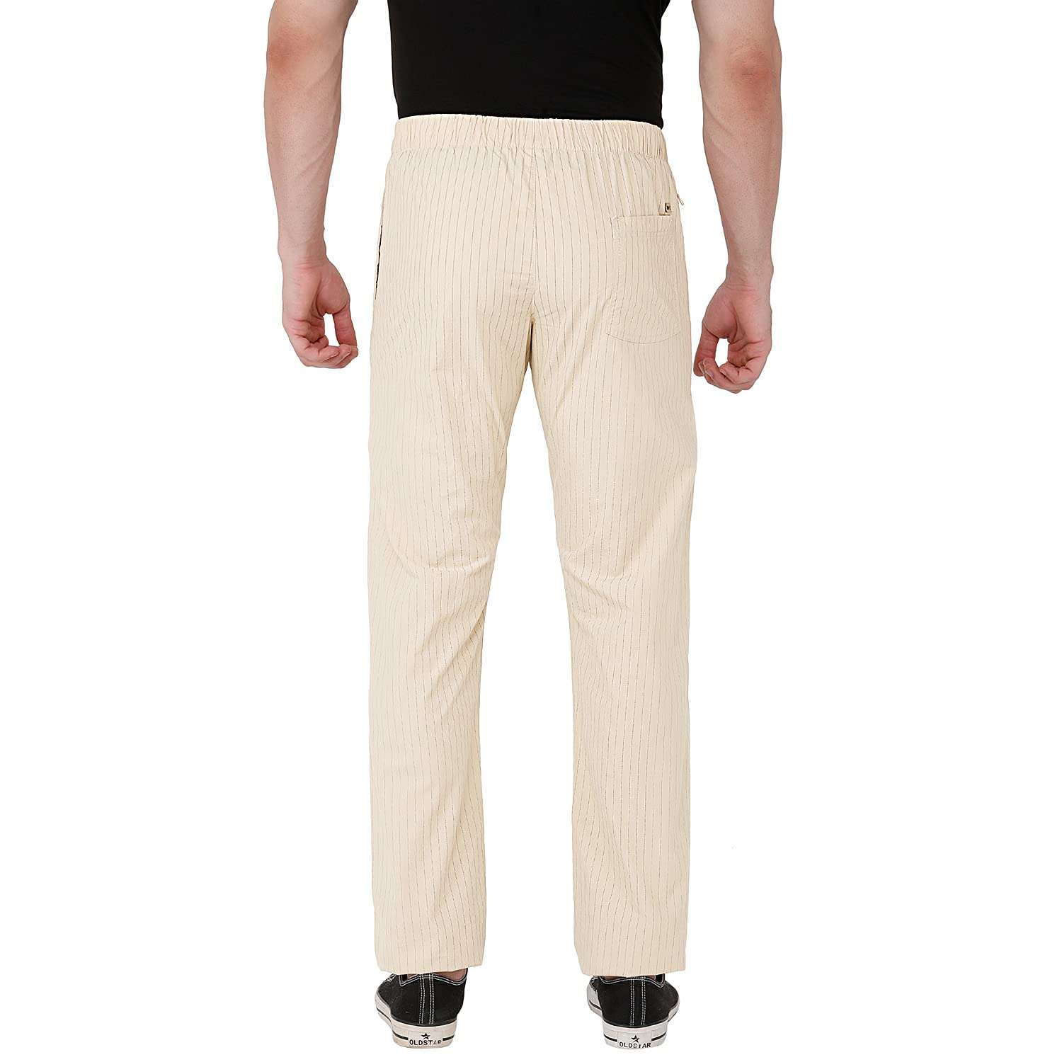 BEEVEE Mens Sand Stripe Printed Elasticated Track Pant with Drawstring.(Sand_L) 4