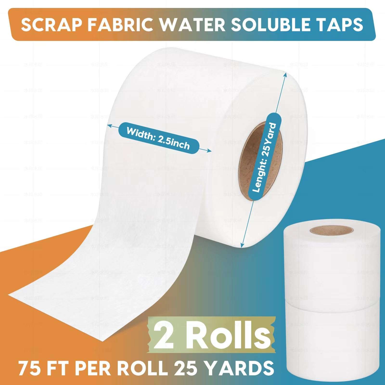 Xtlonbom Scrap Tape for Quilting 2 1/2，Fabric Scraps Diagonal Seam Tape Water Soluble 25 Yardsdiagonal Seam Tape (2 Rolls) 3