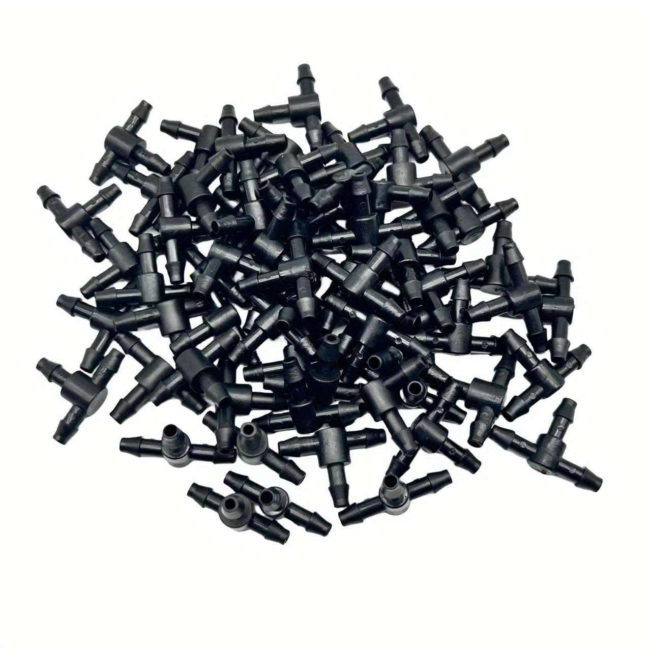 50Pcs Drip Irrigation Universal Connector 1/4 Inch Barbed Tee Tubing,Drip Irrigation Barbed Connectors 1/4''Tubing Fittings For Flower Pot Garden Lawn 3