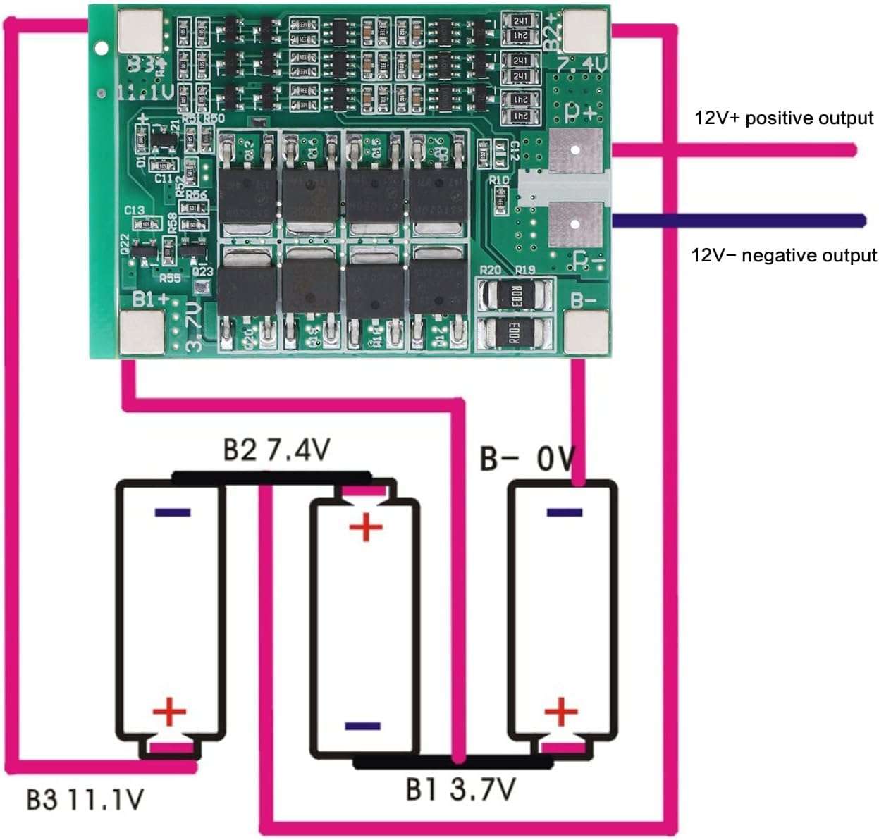 Electrobot 3S 12.6V 40A Lithium Battery Protection Board BMS for 18650 Battery Pack 11.1V 12.6V with Overcharge, Overdischarge, Overcurrent and Short Circuit Protection (Pack of 2 Units) 5