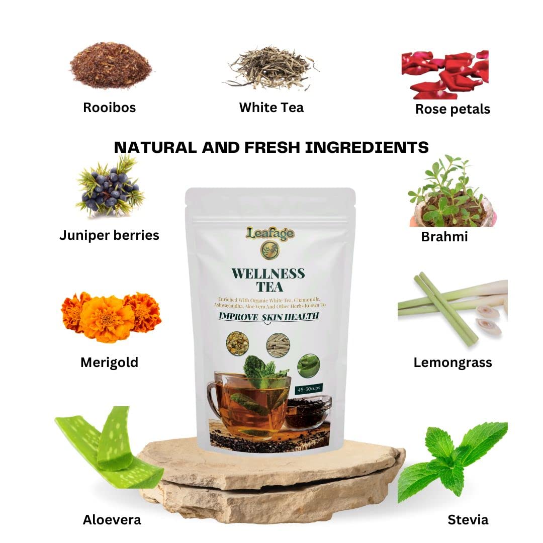 Wellness Tea - Improve Skin Health| 100gms, 50 cups | Radiant, clear complexion | Reduction in blemishes | Even skin tone 5