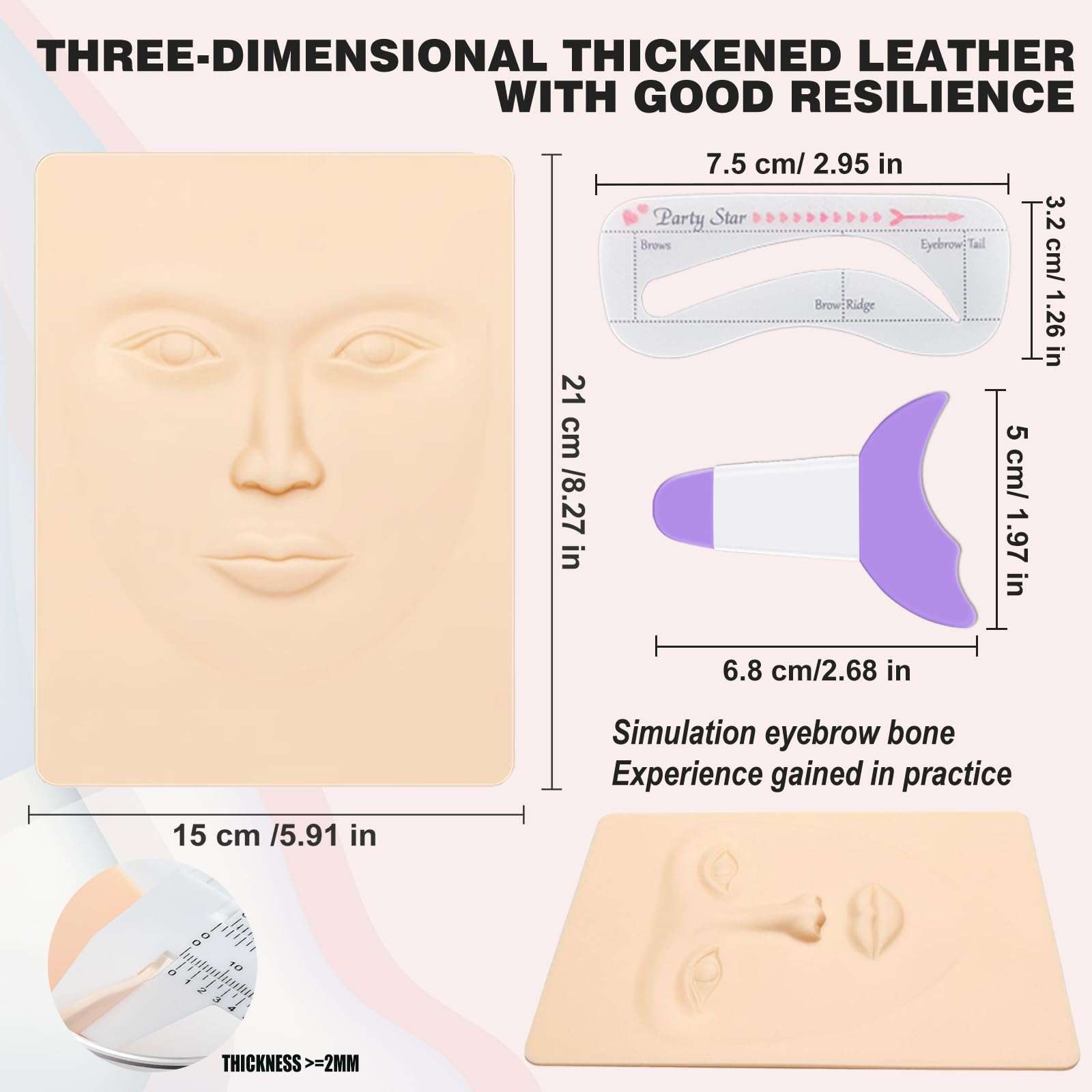 JUNLUNCE Makeup Practice Face - 3D Silicone Head with Realistic Skin, Pro Cosmetic Training Model for Eyebrow/Lip/Foundation, Salon & Home Use (Students/Artists) 6