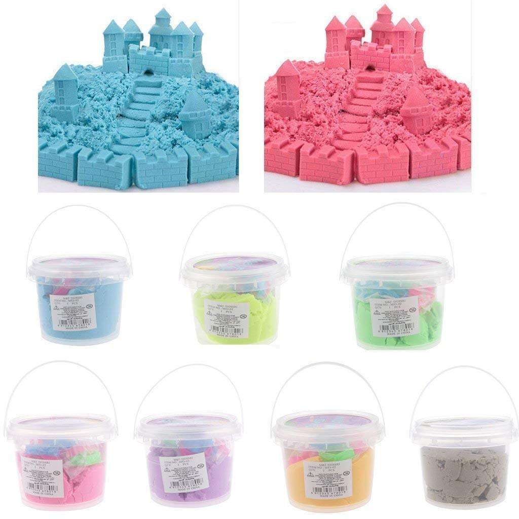 jesilo Kinetic Sand Kit Amazing Dough and Clay Active Magic Clay Sand with Mould,Activity Toys Indoor Games for Kids(1 KG Bucket with Mould Toys 4