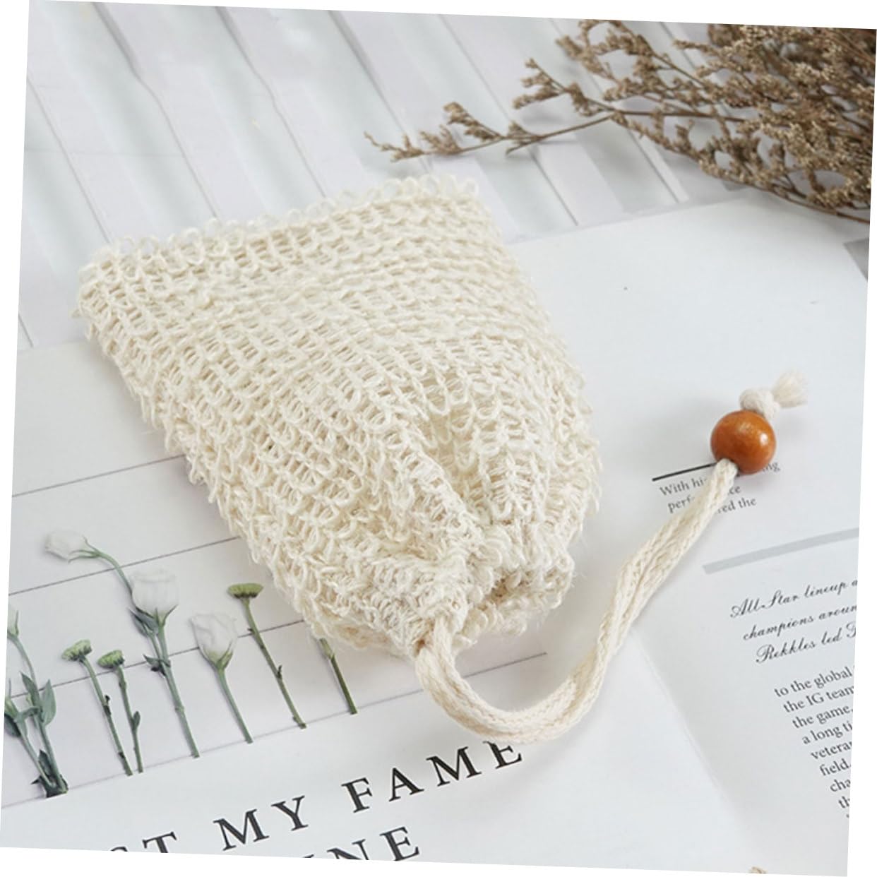 FRCOLOR 15 Pcs Soap Bag Bar Soap Pouch Soap Tin Hand Soap Bulk Soap Sack Soap Case Soap Drainer Dish Soap Bar Holder with Cup Soap Dish with Drainage Soap Holder Foaming Bag Sisal Beige 5