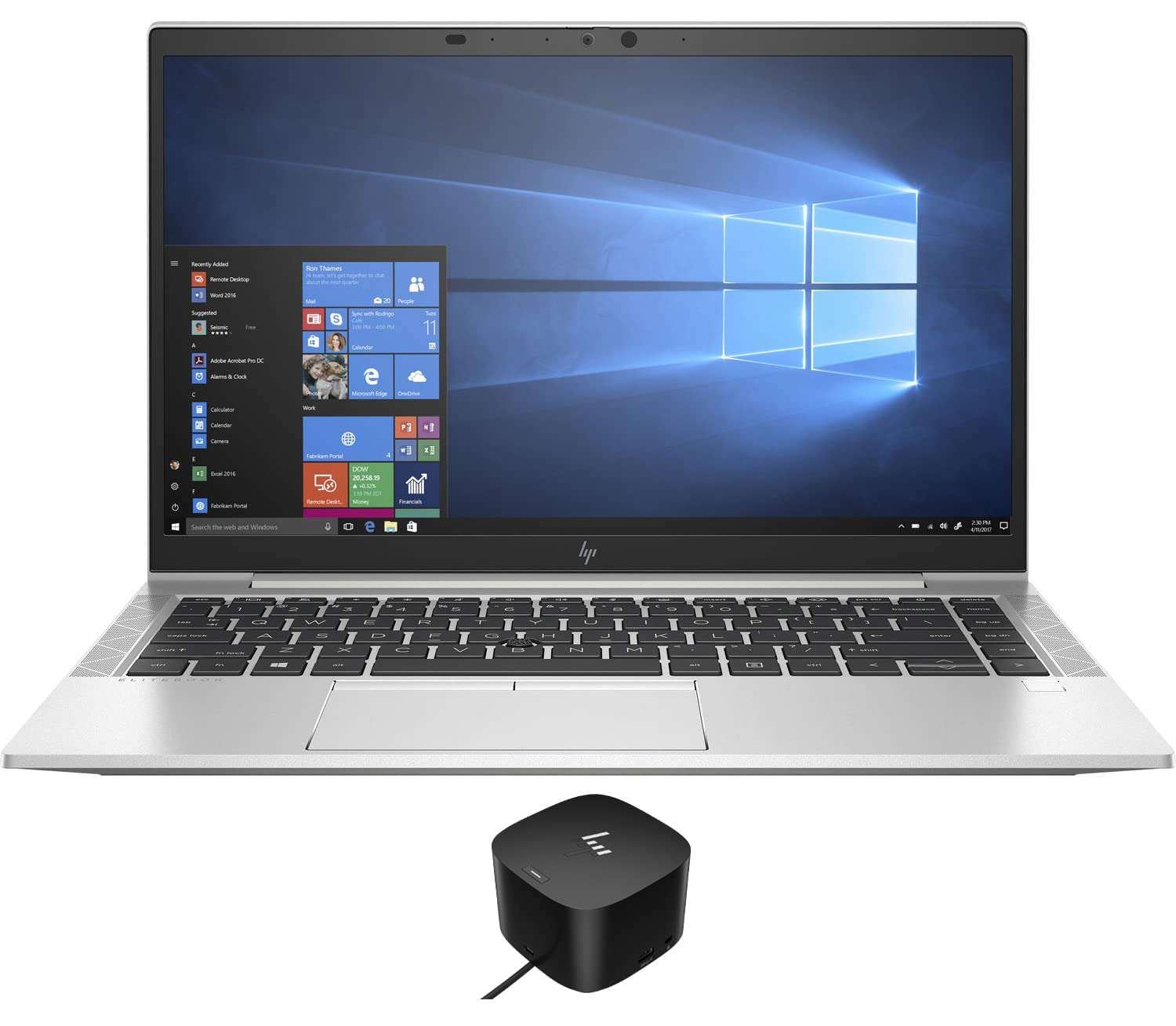 HP EliteBook 840 G7 Home & Business Laptop (Intel i5-10210U 4-Core, 8GB RAM, 256GB SSD, Intel UHD 620, 14.0" 60Hz Full HD (1920x1080), Fingerprint, WiFi, Bluetooth, Win 10 Pro) with 120W G4 Dock 1