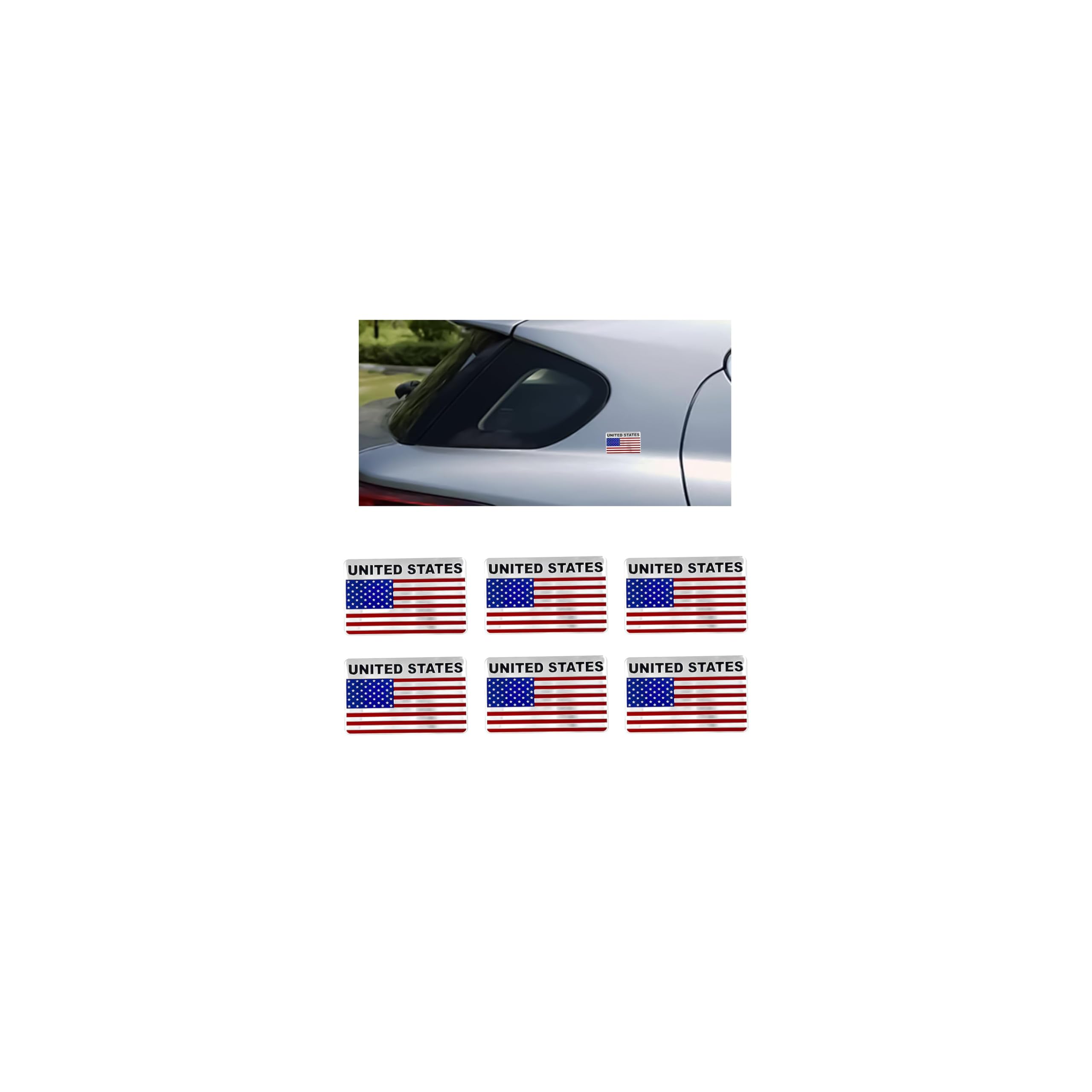 Zpana American Flag 3D Metal Car Decal, 6PCS Aluminum Alloy Patriotic Vehicle Bumper Emblem Stickers, Stars Stripe USA Automotive Exterior Decoration, Universal for SUV Sedan Truck (Style C)