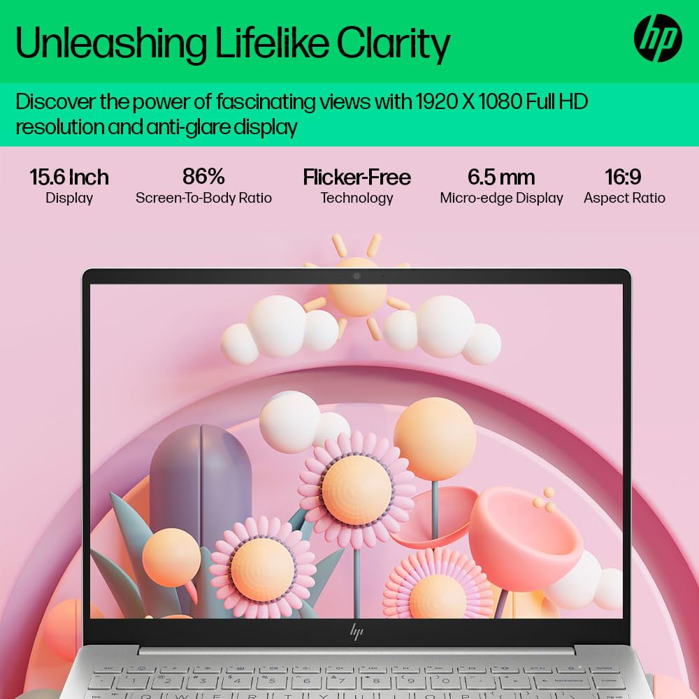 HP Pavilion Laptop 15 AMD Ryzen 5 7530U, 15.6-inch(39.6 cm), FHD, Anti-Glare Display (16GB/512 GB/AMD Radeon Graphics/Win 11 Home/Audio by B&O/Backlit KB/ 1.75kg/Natural Silver, 15-eh3039AU 3
