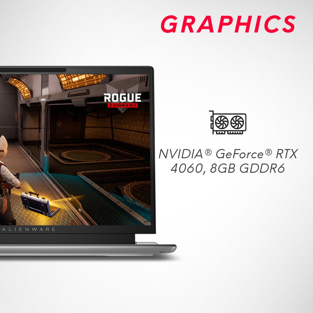 Dell Alienware x14 R2 Gaming Laptop, Intel Core i7-13620H/32GB/1TB SSD/NVIDIA RTX 4060 8GB GDDR6/14'' (35.56Cms) QHD+ 165Hz, 3ms, 300nits/Win 11+MSO'21+McAfee 15 Month/Lunar Silver/2.08Kgs 3
