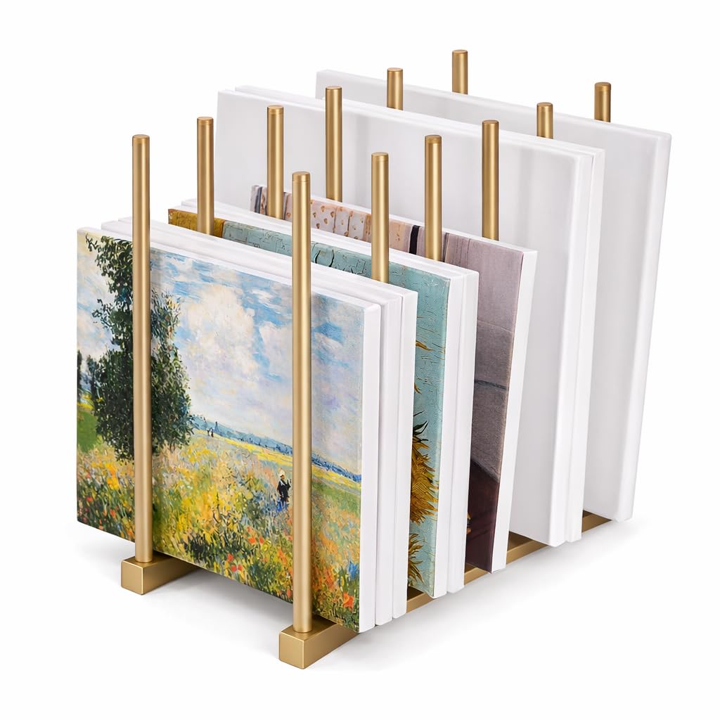 OGFC 57107 Art Storage Rack Painting Canvas , Metal Drawing Storage SHELF for Canvas Frame Organizing / Drawing Board (Golden) STAND 1