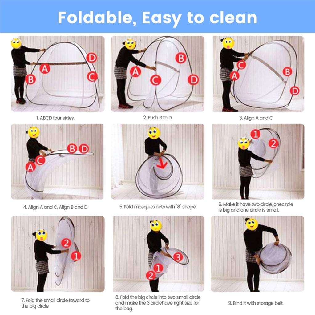 Netware™ Mosquito Net Tent for King Size Double Bed, Machardani Protection with Strong 30GSM Thread, Lightweight, Foldable Anti-Corrosion Spring Steel 6