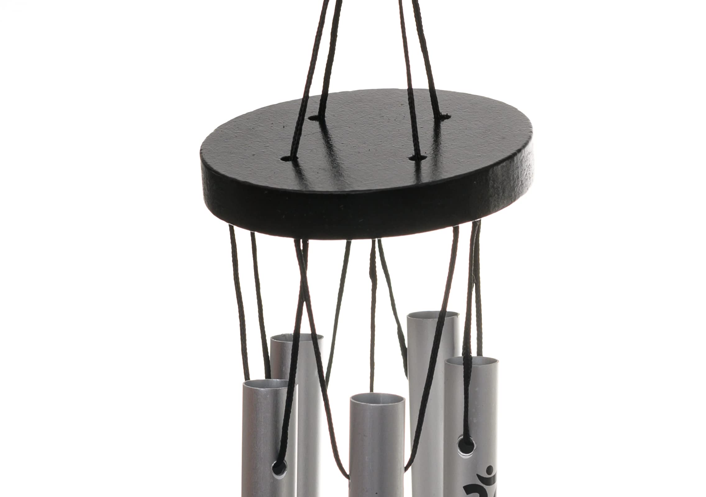 Tej Gifts Feng Shui Om Printed Metal Wind Chime with 5 Silver Pipes for Positive Energy, Decorative Outdoor/Indoor Hanging Bells, Good Luck Chimes for Home/Balcony Decoration (Silver) 5