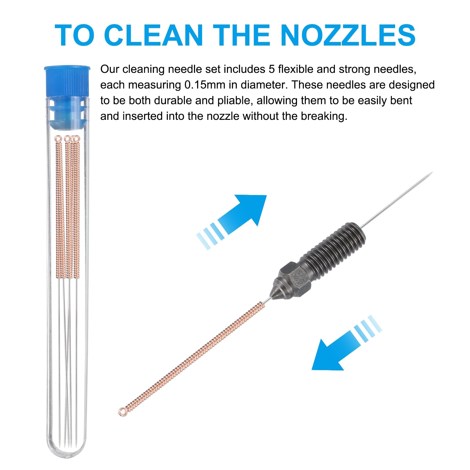 uxcell 3D Nozzles Kit, 2pcs 3D Printer K1 Hardened Steel Nozzles 1mm, 5pcs Nozzle Cleaning Needles, with a Socket Wrench and a Tweezer, for 1.75mm Ender3 Series 5