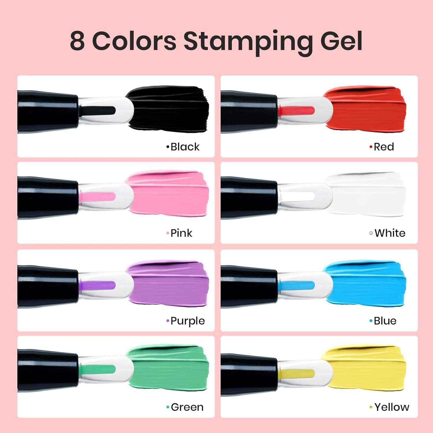 Beetles Nail Stamp Gel 16Pcs French Tip Nail Stamp Kit with 8 Colors Stamper Gel Polish, 5 Nail Stamping Templates, Scrapers, Liquid Latex & Short Silicone Stamper Valentine's Day Gift for Women 5