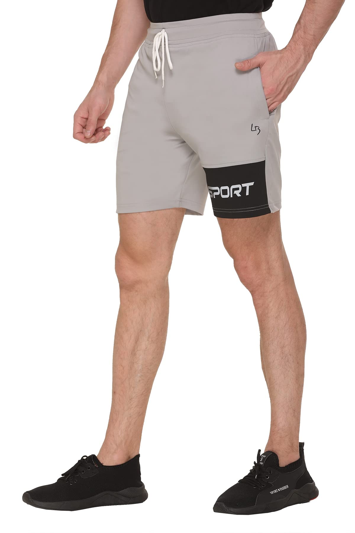 Leebonee Men's Sports Dri Fit Shorts with Four Way Lycra Light Grey 3