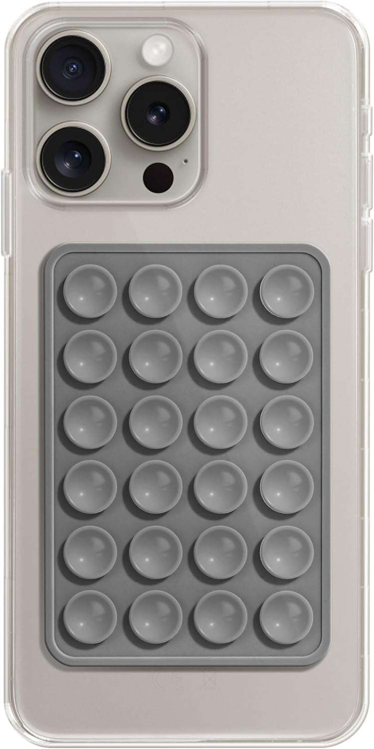 CERLINK Suction Phone Case Sticker Grip Silicone Holder Mount for Hands-Free Mobile Accessory Holder Grip, Video Phone Accessory Compatible Mirror, Shower (Light Grey) 4