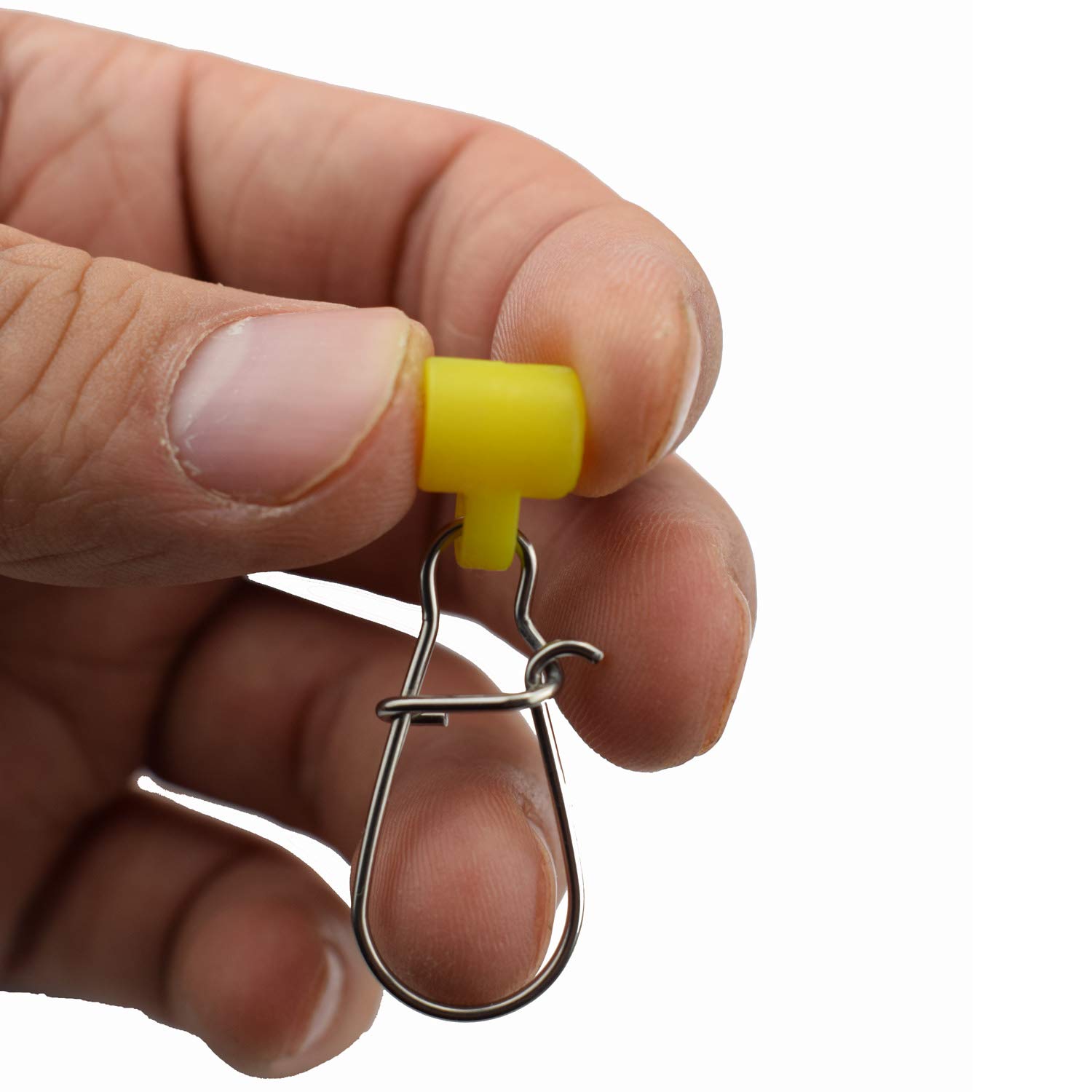 10/25/50/100 Packs Fishing Line Slide with Double Lock Snap Duty Sliders Yellow Size 6# Length：1.73INCH (100pcs) 3