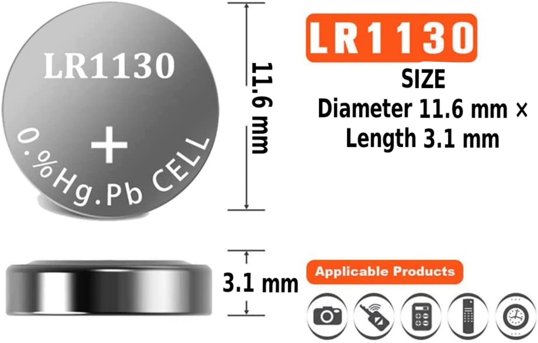 TONSY AG10 / G10-A Battery, 1.5V Button Cell (AG10, SG10, LR54, SR54, LR1130, SR1130) Watches Alkaline Button Coin Cell Batteries, Pack of 30 2