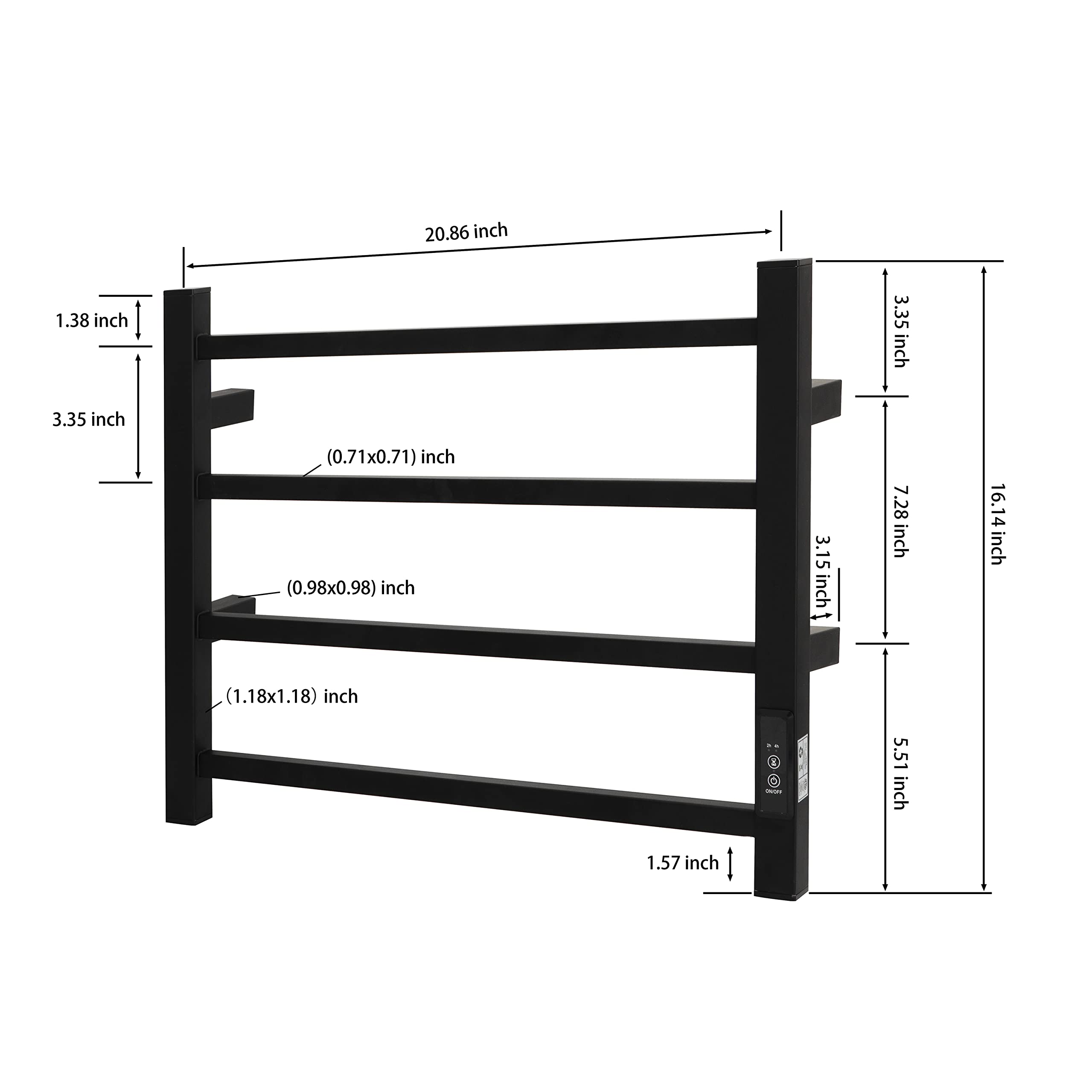 KEG Towel Warmer 4 Bars for Bathroom Wall Mounted Bath Towel Heater Hardwired and Plug-in with Built-in Timer Matte Black 5