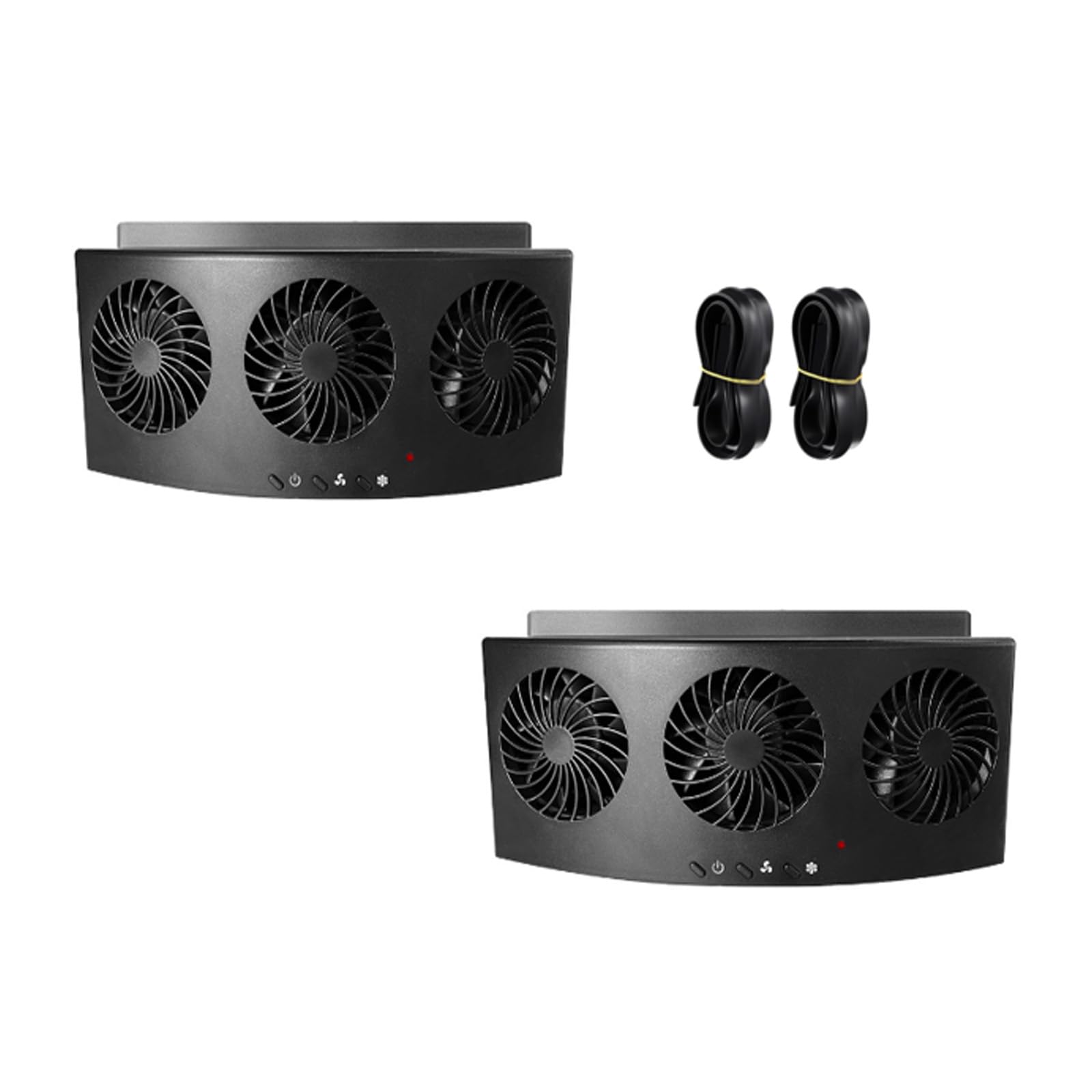 Tujoe 2 Pack Solar Powered Car Exhaust Fan 3 Fans Car Window 4500 RPM Air Vent Radiator Solar Energy Cooling Vent Exhaust for General Types(USB Cable 3 Fans,Black) 1