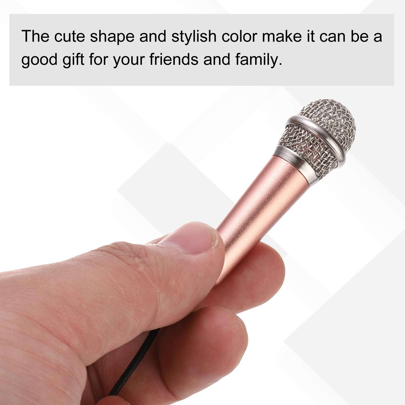 MECCANIXITY 3 Pcs Mini Microphone, Mini Mic Tiny Microphone Phone Type C Mic Small Microphone with Bracket, Sponge Cover, Earphones for Record Phone Voice, Gold/Hot Pink/Blue 5