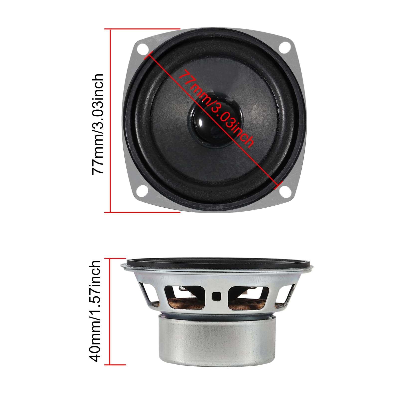DWEII 2PCS 10W Mini 3" HiFi Full Range Speaker 8 Ohm Anti-Magnetic Audio 2.0/2.1 Home Stereo Woofer Loudspeaker 90dB High Sensitivity 3