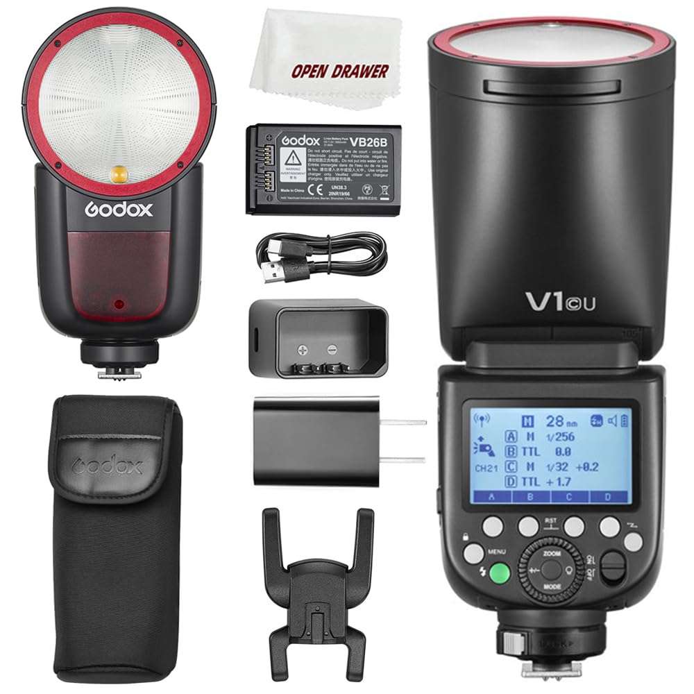 Godox V1C Flash V1-C USA Version Round Head Camera Flash, 2.4G TTL Flash, 1/8000s HSS, Built-in Lithium Battery, 10 Level LED Modeling Lamp, 1.5s Recycle Time 1