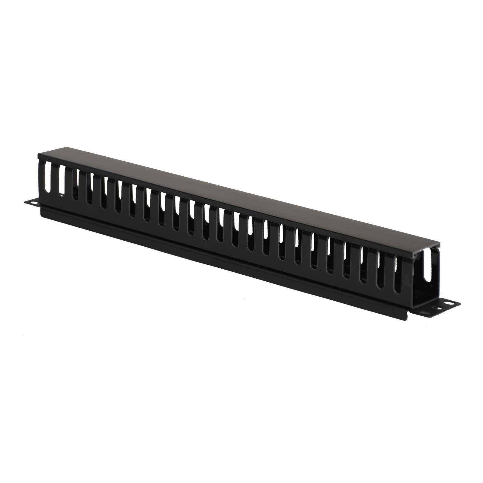 Aeons 1U Horizontal 19-inch Server Rack Mount Cable Management Raceway Duct Panel Cover Plastic Black 4-Pack 4