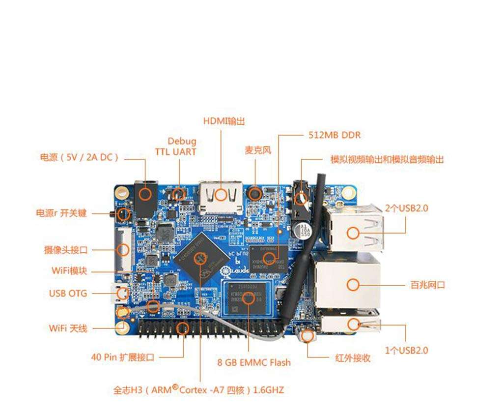 Taidacent Orange Pi PC Plus H3 A7 Quad Core Arm Development Board Programming Microcontroller Open Source Maker 4