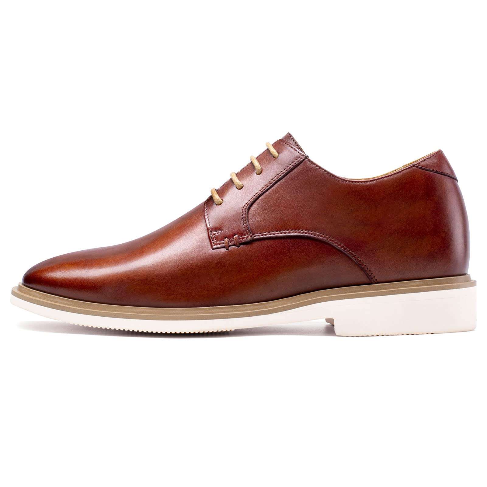 CHAMARIPA Men's Height Increasing Derby Shoes, Genuine Calfskin Leather Elevator Shoes That Make You 7 CM / 2.76 Inches Taller, Brown, H3D209B0031D, size11.5. 3
