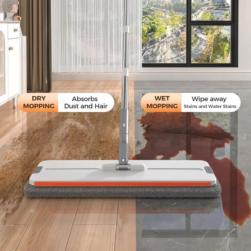 MechHeavenHousehold Self-Cleaning Mop System with Bucket, Automatic Separation Rotary Flat Mop, Hands-Free Cleaning, White and Gray 5