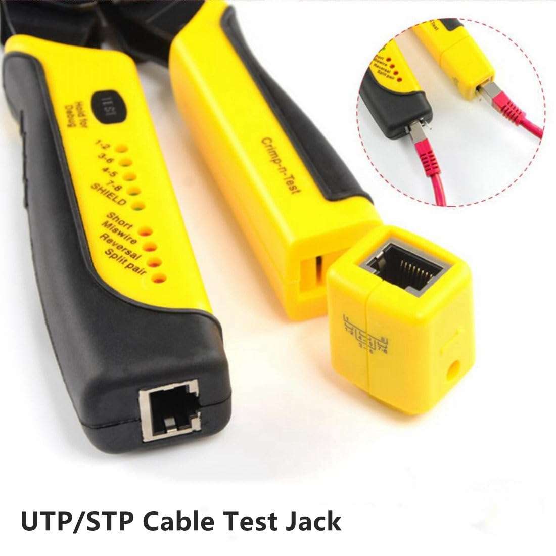 Yankok [HT-376 Modular Plug Crimper] Crimps RJ45 8P8C RJ12 RJ11 6P6C/4C/2C, RJ10 and RJ9 4P4C/2C Connectors, Strip Cut and Test Ethernet Cables w/Cable Tester 5