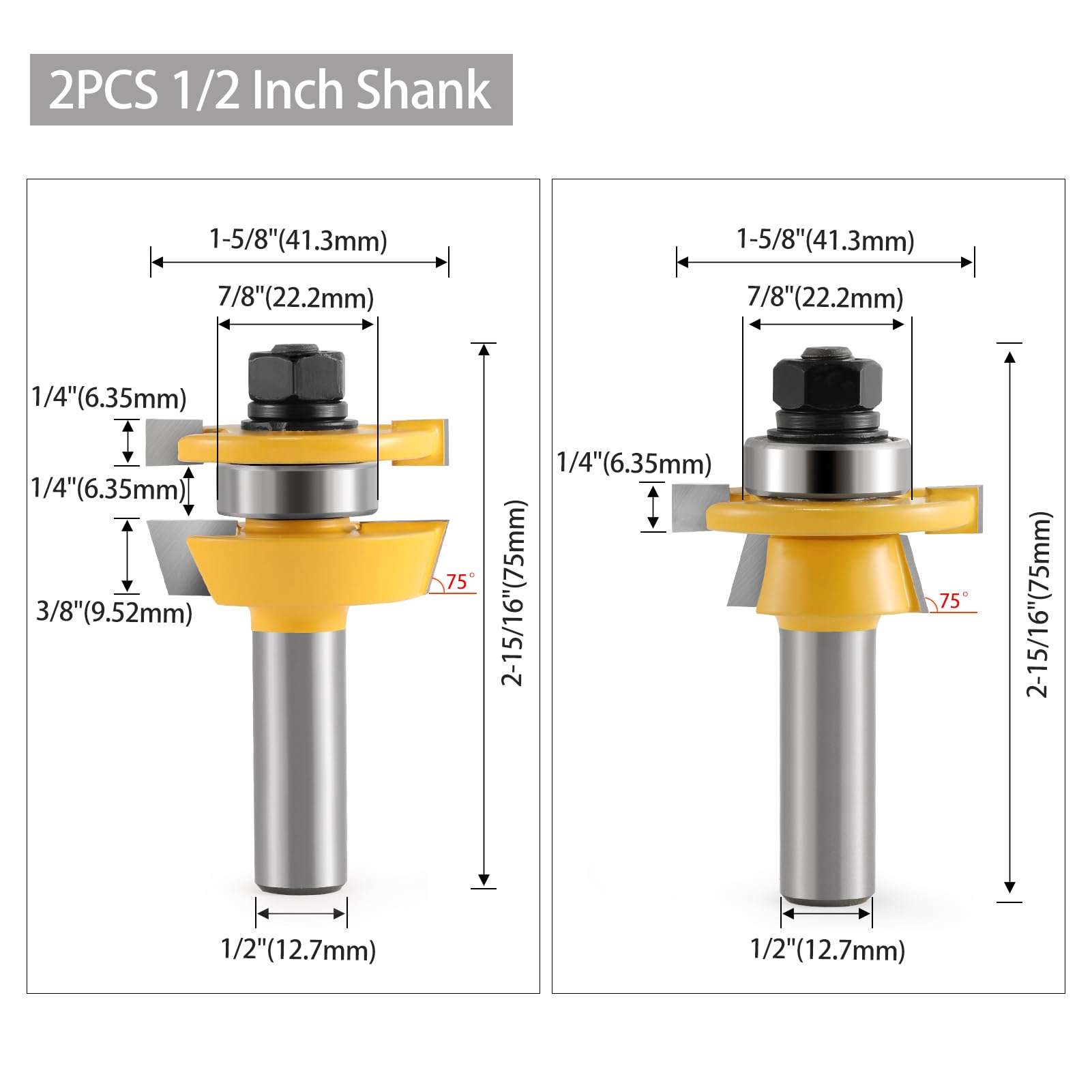 1/4 Inch Shank and 1/2 Inch Shank 6