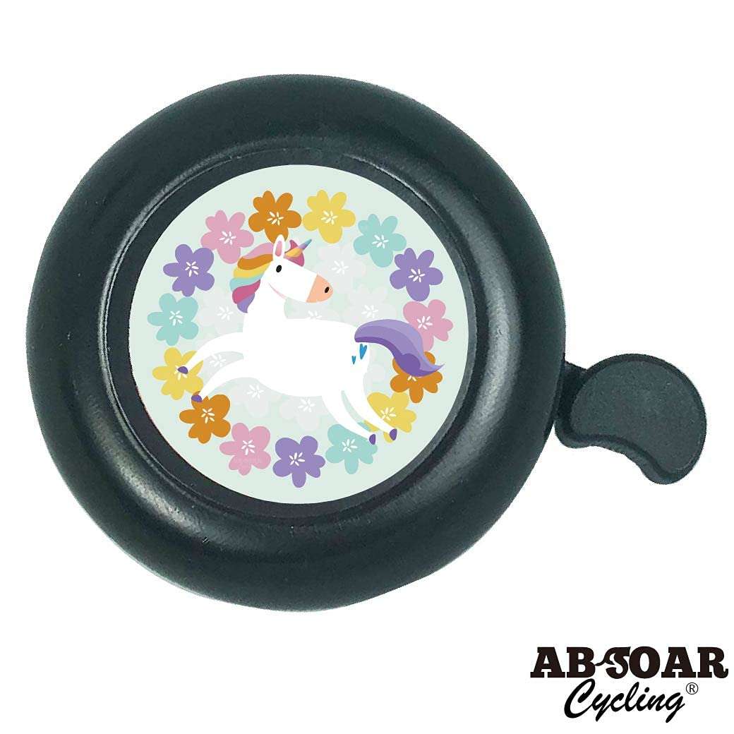 ABSOAR Cycling Bike Bell Dabbing Unicorn for Kids Girls Boys Adults Spaceship Planet UFO Mountain Bike Road Bike Kids Bicycle Bells, Outer Space Unicorn Red 5