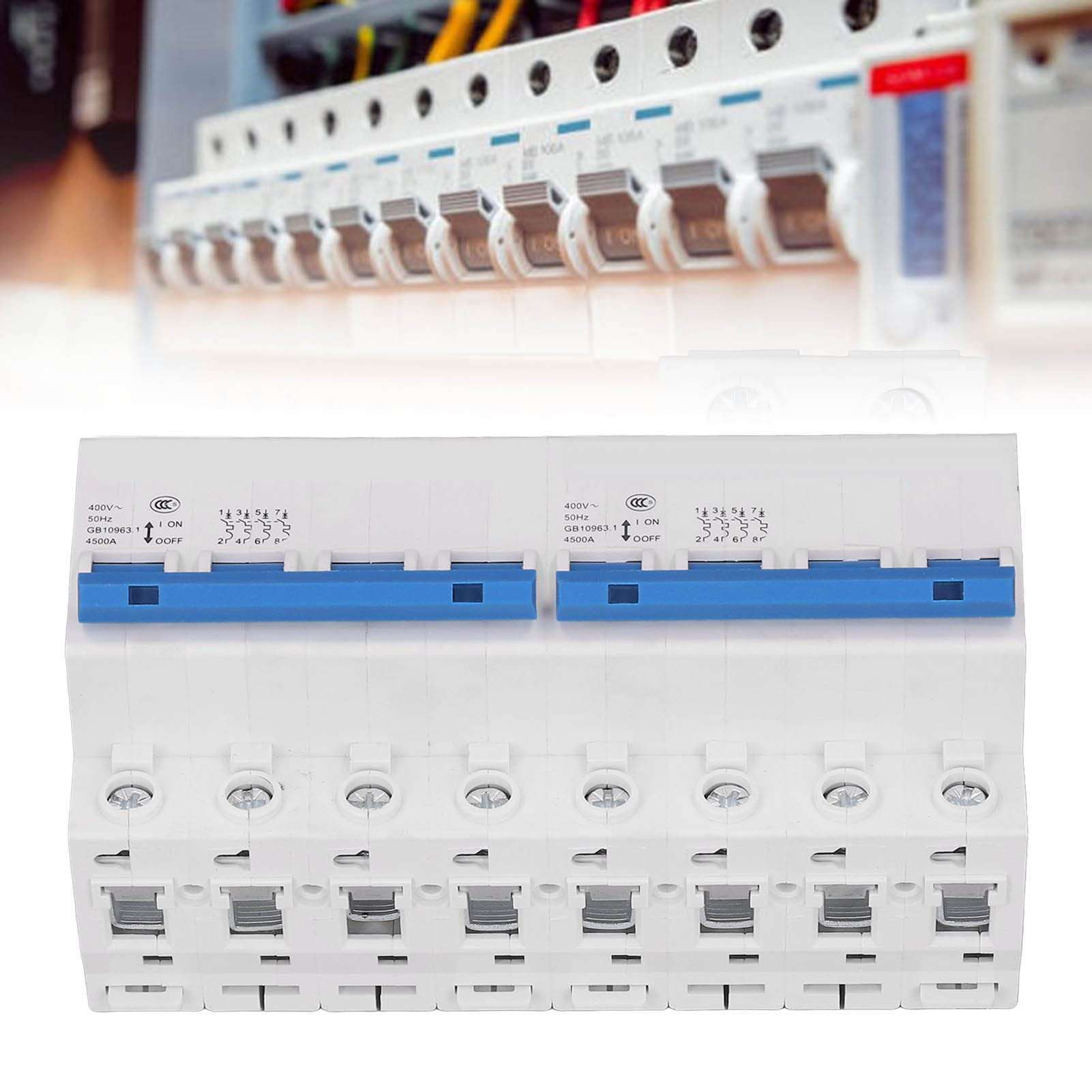 Interlocking Conversion Circuit Breaker, 50Hz Manual Dual Power Transfer Switch Stable Robust 4500A PVC AC400V for Fire Fight for Office Building ZozCgkdz 5