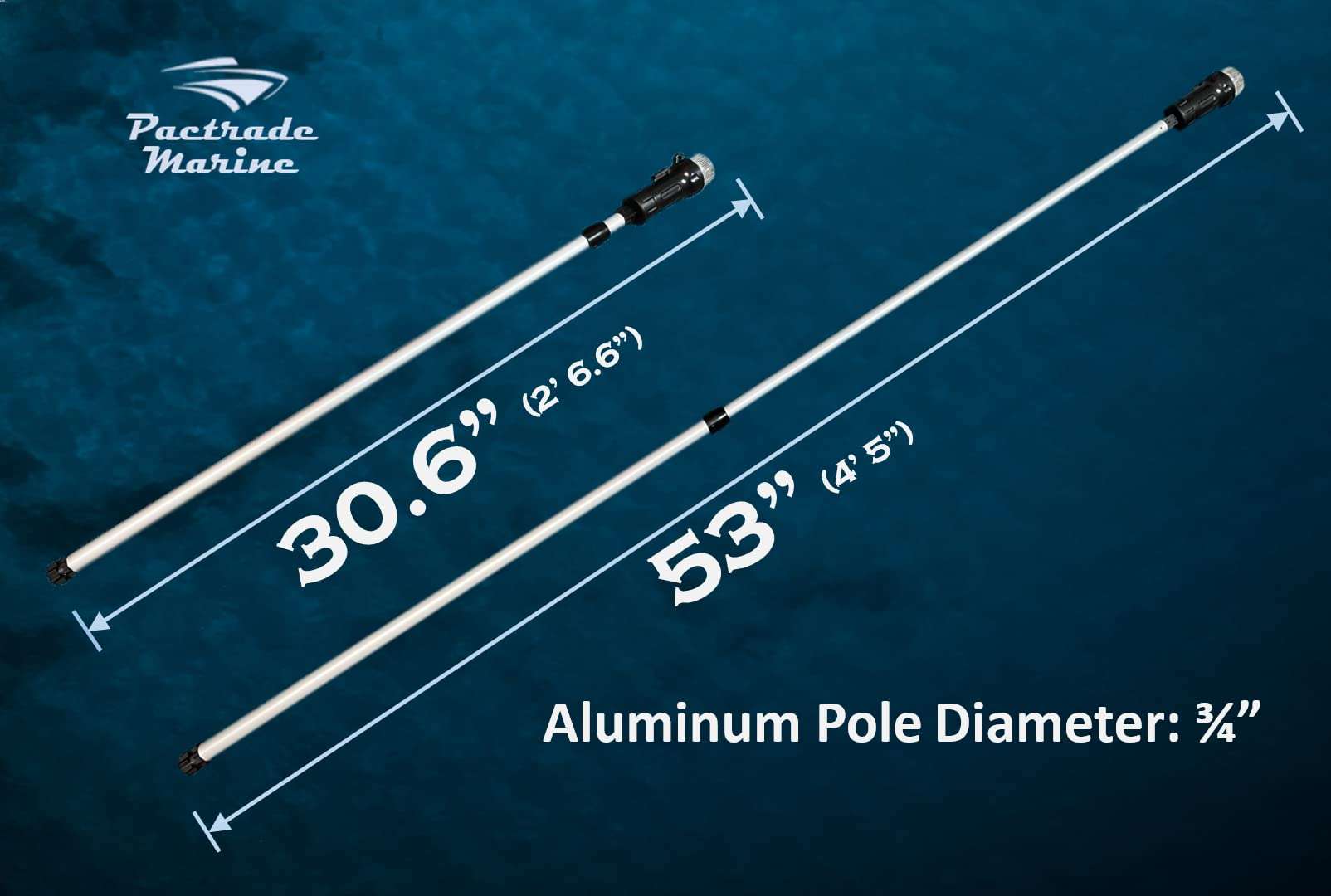 Pactrade Marine Combo Light and All-Round Light 1 * 0.5W LED*2/1NM Visibility 3*AAA Batteries Operated (NOT Included) IP67 Anodized Aluminum Tube (30.6"-53", Quick Release Base Mount) 3