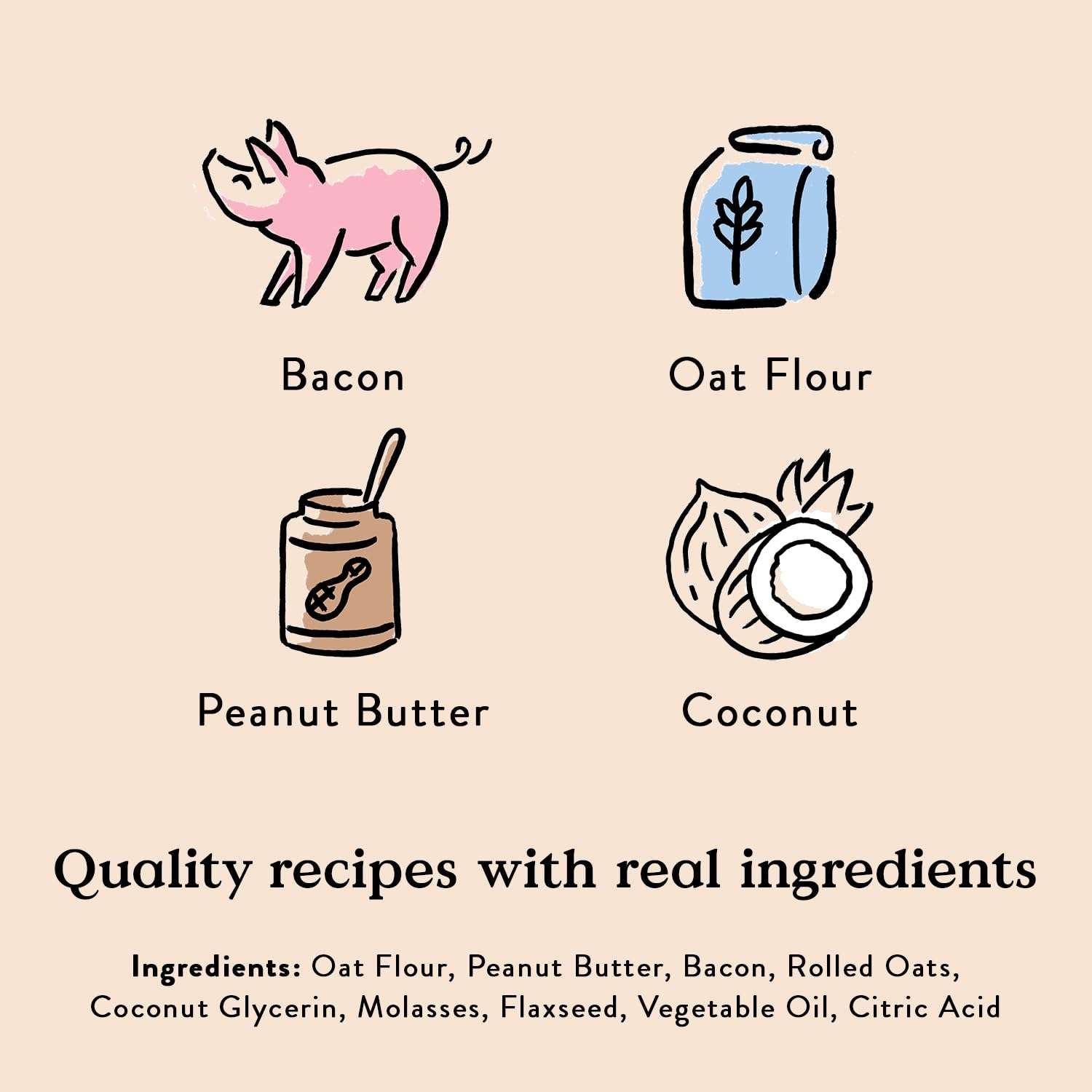 Bocce's Bakery Bac’n Nutty All-Natural Soft & Chewy Dog Treats – PB + Bacon Flavored Wheat-Free Everyday Dog Wellness Cookies – Made with Limited Real Ingredients and Baked in The USA (12 oz Bag) 3