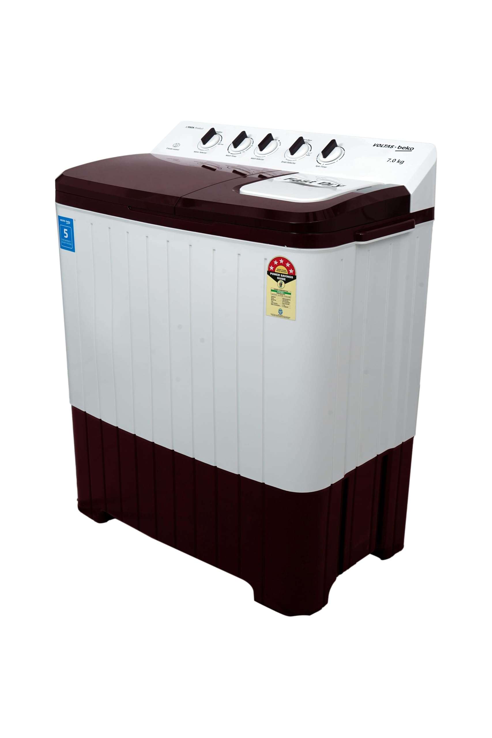 Voltas Beko by A Tata Product 7 kg 5 Star Semi Automatic Top Load Washing Machine Burgundy 2024 (WTT70UHA/BRSSWH5POD) 4