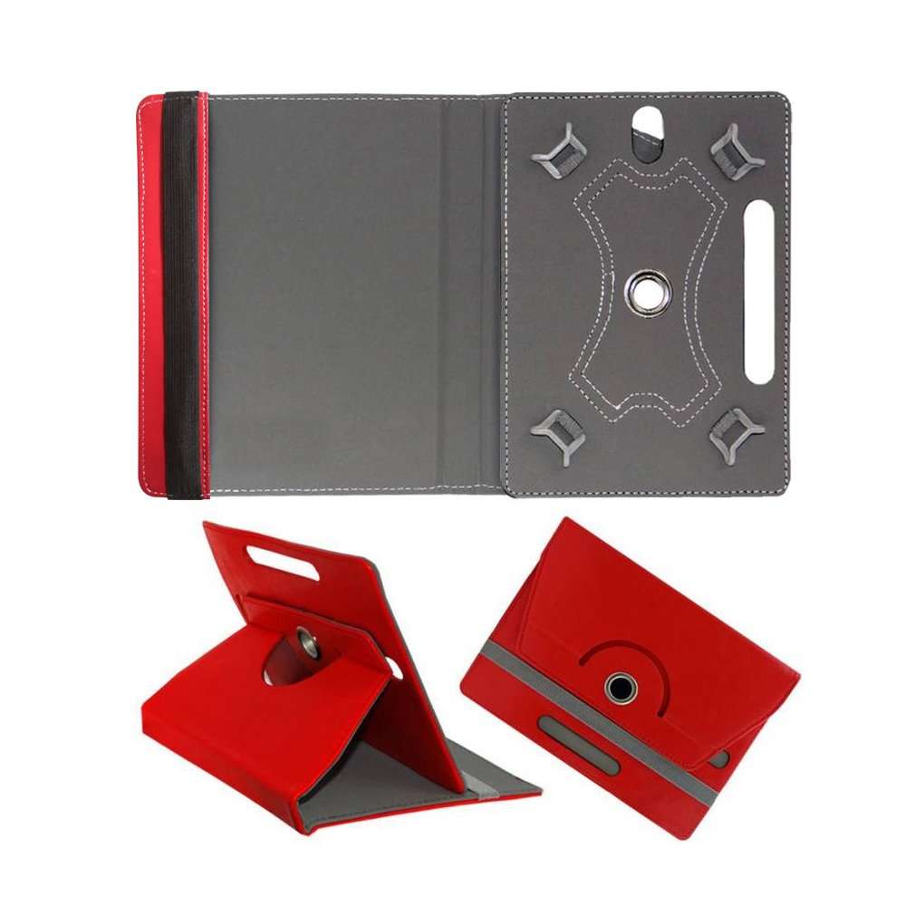 Fastway Rotating Leather Flip Case for iBall Slide PenBook 32 GB 10.1 inch with Wi-Fi Only Tablet Cover Stand (Red) 2