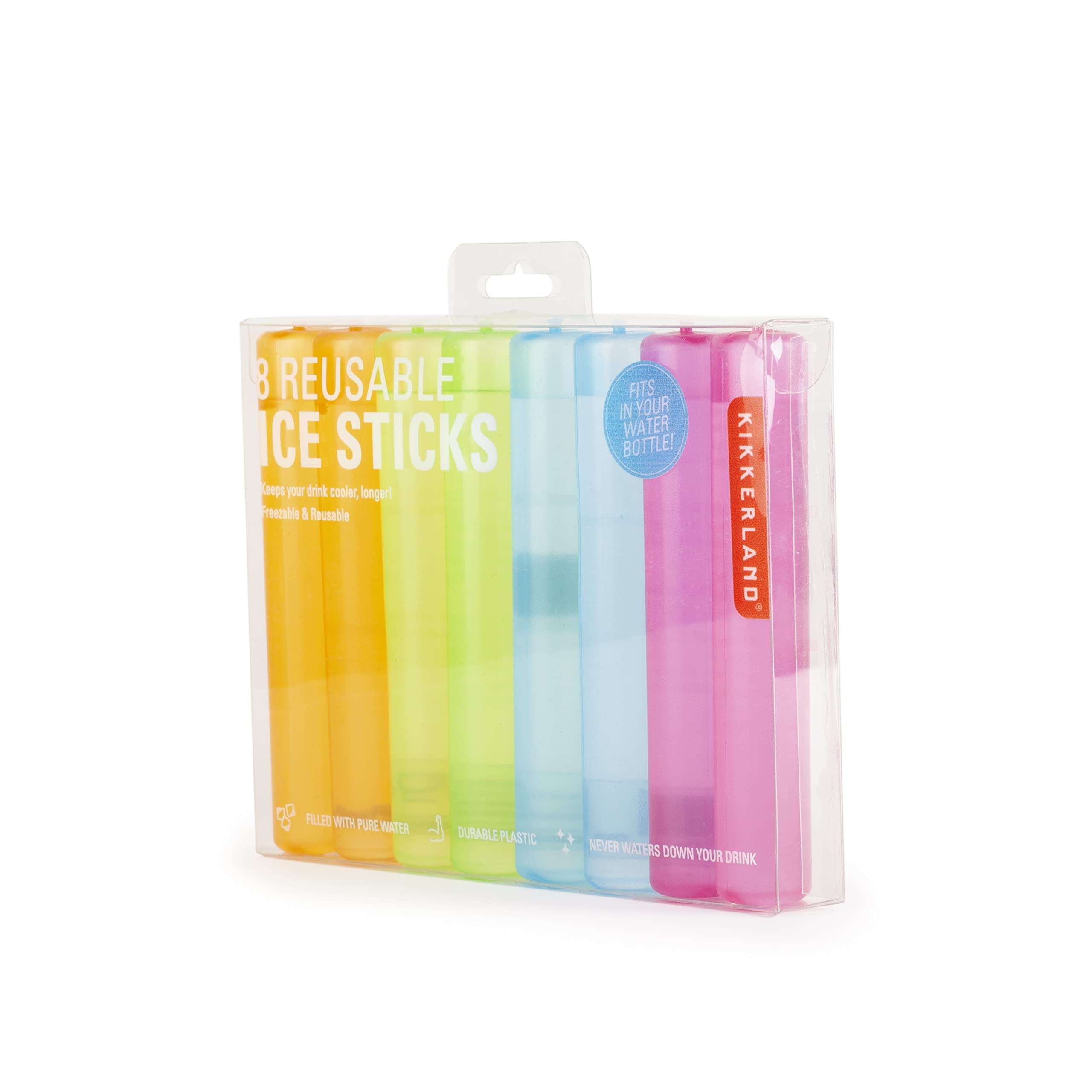 Kikkerland Colorful Reusable Plastic Ice Cubes, Washable Freezable Plastic Ice Cubes Sticks, Set of 8, Suitable for Drinks, Water Bottle, Whiskey & Wine 5