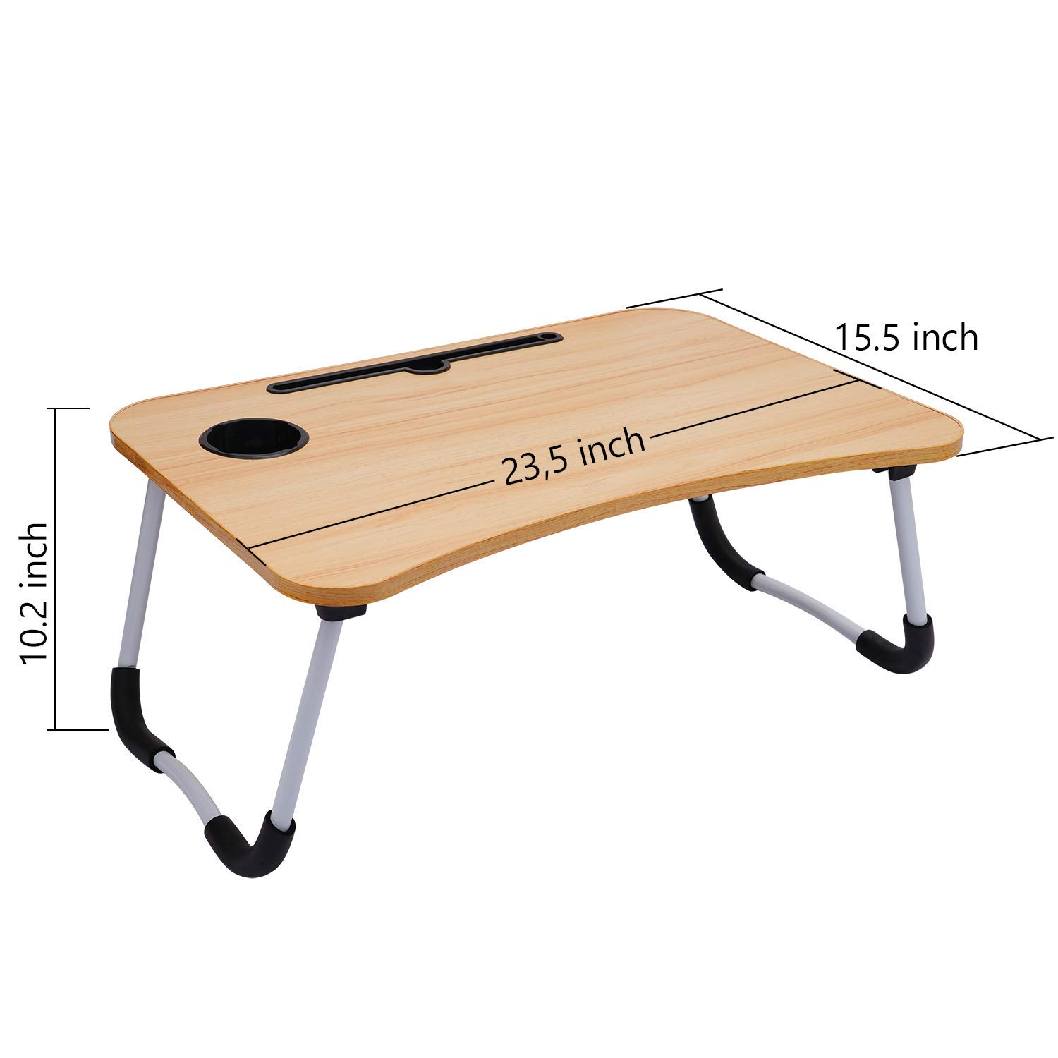 BHAWANI STORE?? Foldable Bed Study Table Portable Multifunction Laptop Table Lapdesk for Children Bed Foldabe Table Work & Cup Holder Bed Study Table with Side Handle - Sandy Brown 3