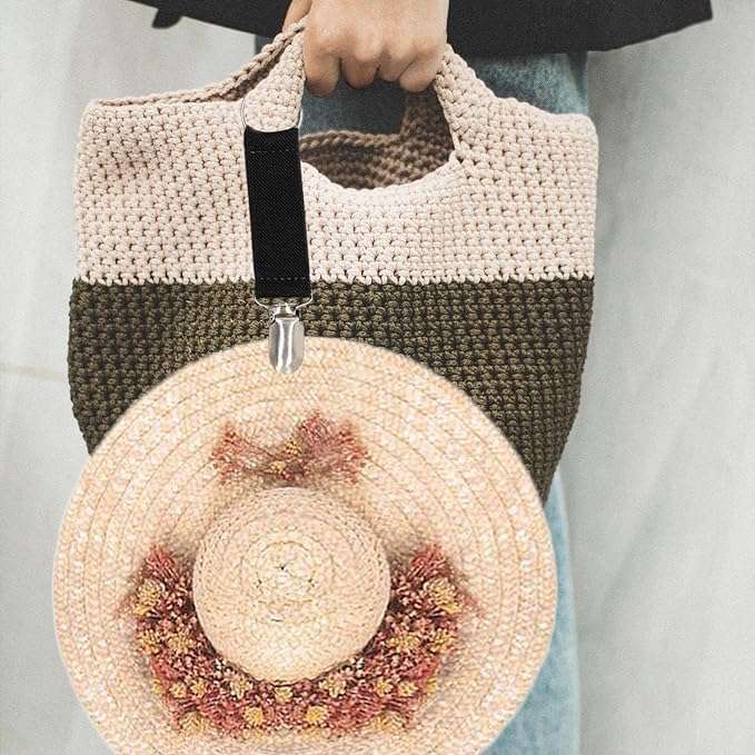 CONSILA Non-Slip Fixed Buckle| Unisex Simple Elegant Glove Clip| Handbag Hat Clip Elastic Polyester| Alloy Hat Holder Clip| Anti-Lost Cap Clips| Adults Outdoor Accessory Hat Companion (2 pcs) 6