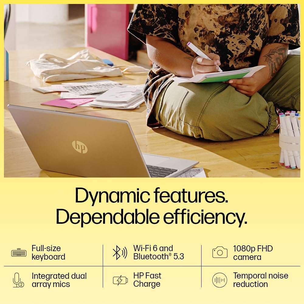 HP Laptop 15,AMD Ryzen 3 7320U 15.6-inch (39.6 cm), FHD, 8GB LPDDR5, 512GB SSD, AMD Radeon Graphics, 1080p FHD Camera TNR, (Win 11, Silver, 1.59 kg), fc0154AU 5