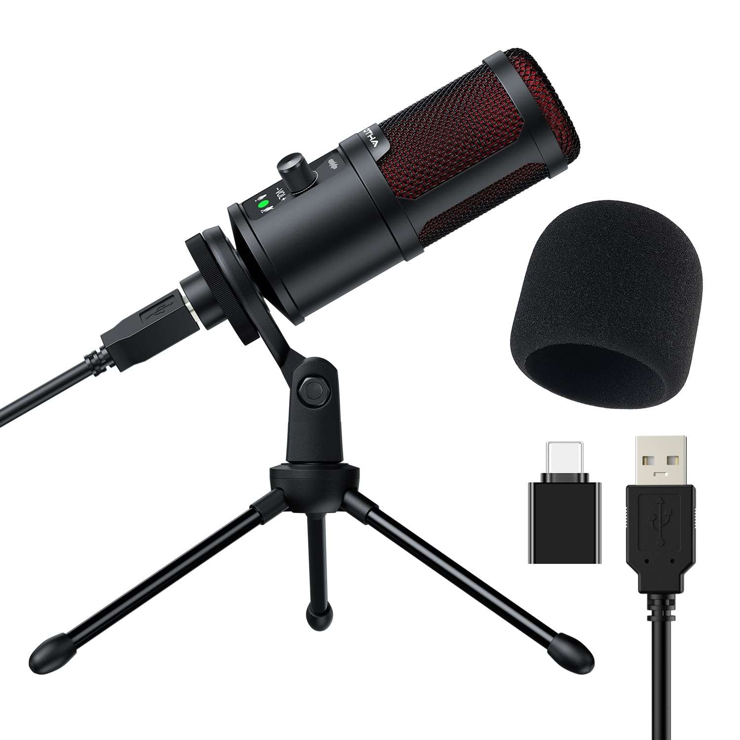 OTHA USB Microphone, Gaming Condenser Microphone, PC Mic for Podcasts Videos with Tripod Stand, Professional Microphone 192kHz/24Bit Plug & Play for Podcast, Streaming, Studio 1