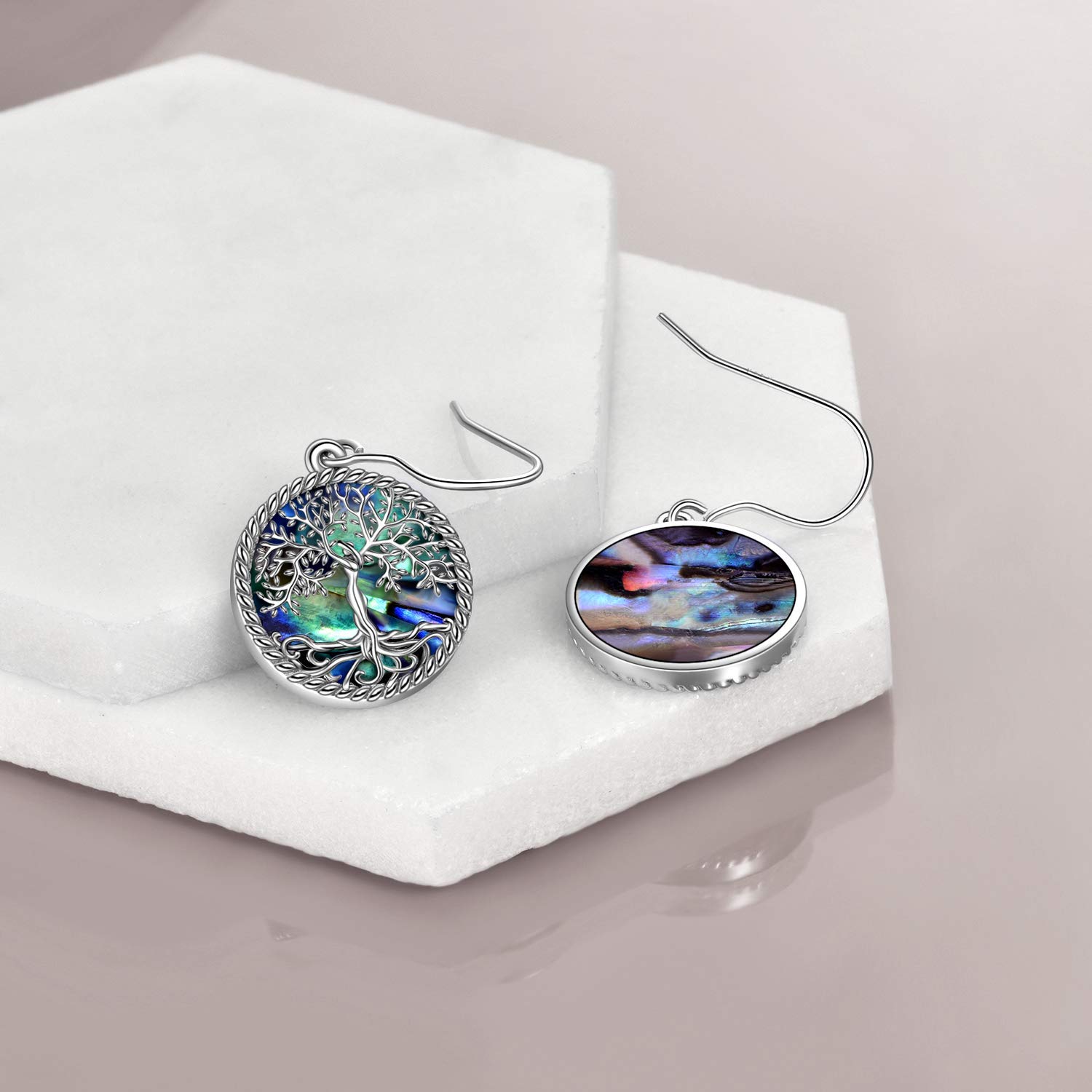 ONEFINITY Tree of Life Jewelry Set Sterling Silver Tree of Life Necklace Abalone Shell Tree of Life Earrings Bracelet for Women Jewelry 4